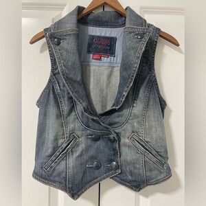 #140- GUESS-denim tuxedo style vest